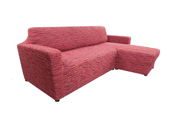 Еврочехол Чехол на угловой диван с выступом справа "Тела" Ридже бордовый