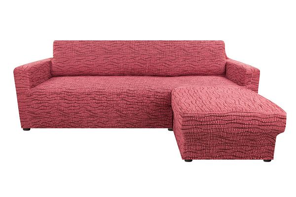 Еврочехол Чехол на угловой диван с выступом справа "Тела" Ридже бордовый